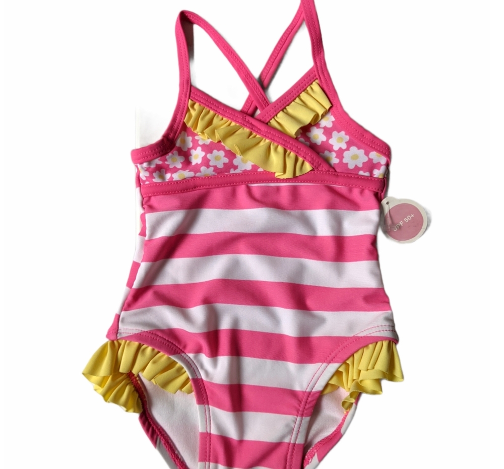 NEW with Tags Baby's Pink & White 1-Pc. Bathing Suit New Small.